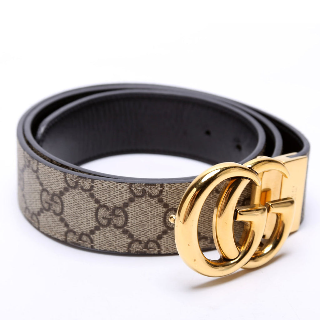 659416 GG Marmont Reversible Supreme/Leather Belt Size 90/36 Brown
