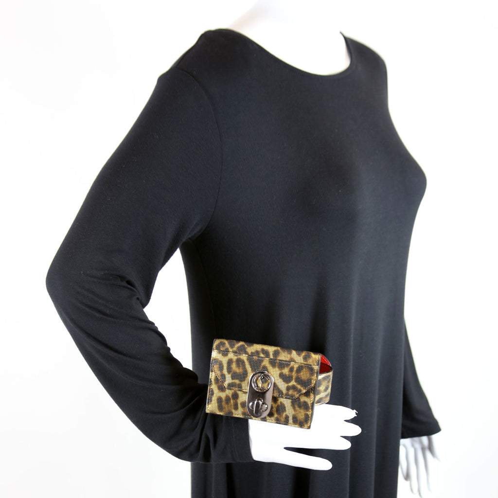 Card Holder Cheetah Print Gold