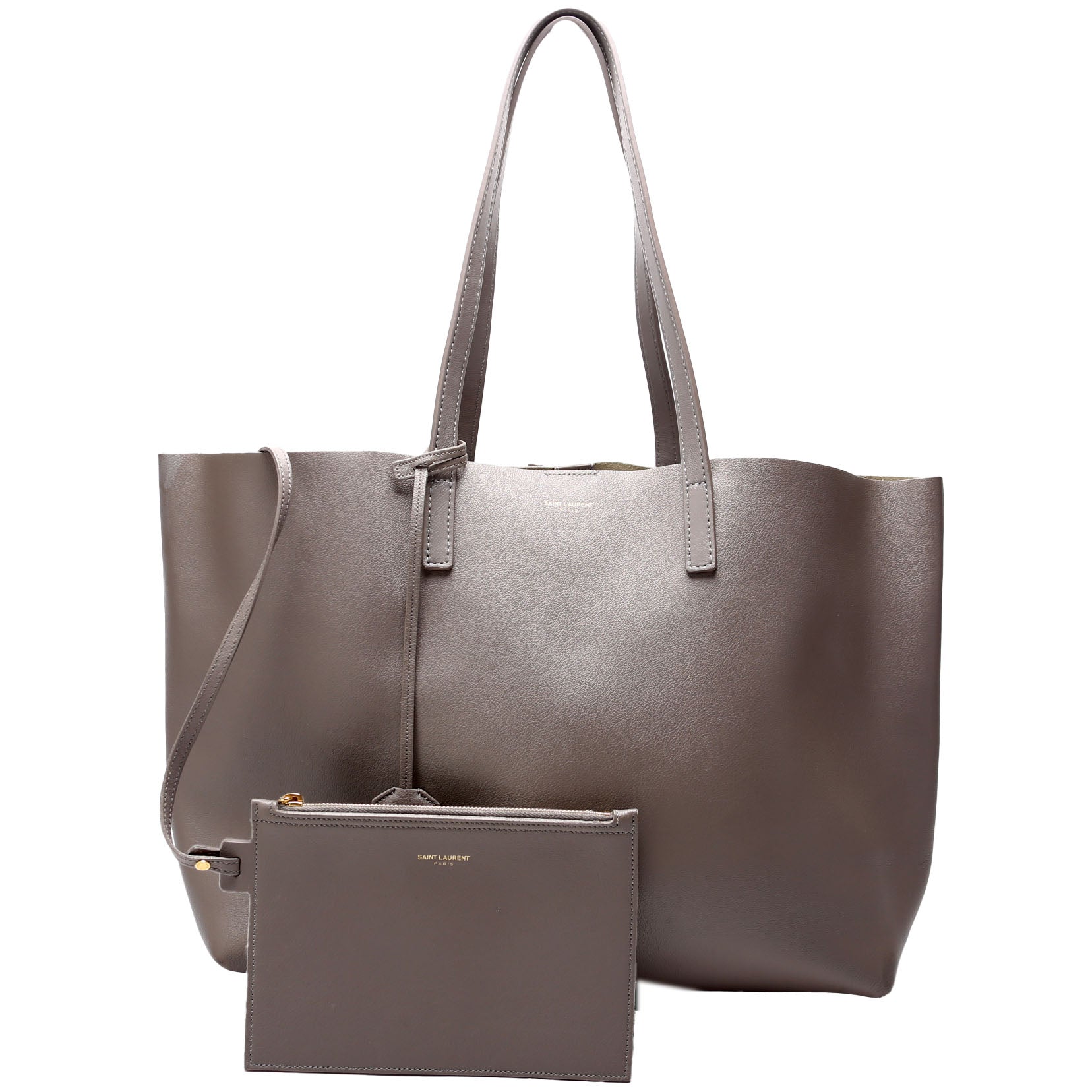 Shopping Bag East/West Supple Leather 600281 Grey