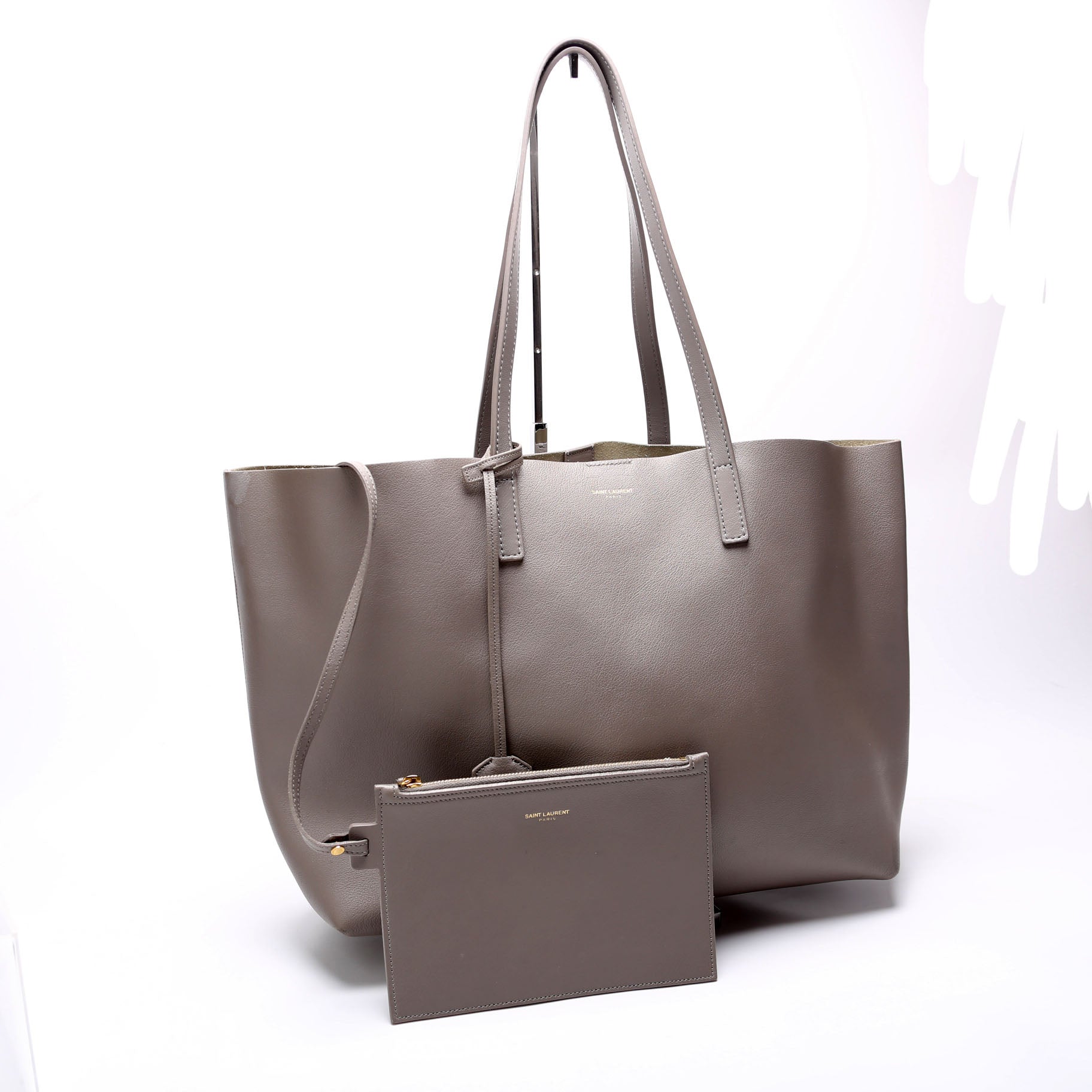 Shopping Bag East/West Supple Leather 600281 Grey