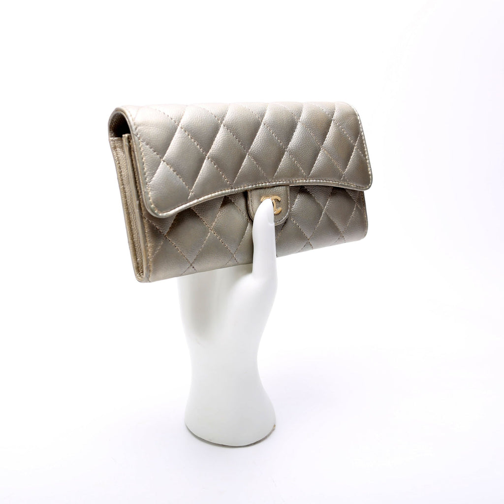 Classic Flap Wallet Long Caviar Grey