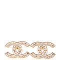 Crystal CC Stud Earrings Gold/Pearl