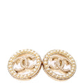 CC Pearl Circle Stud Earrings Gold/Pearl