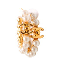 CC Turnlock Pearl Hoop Earrings Gold/Pearl