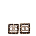 Crystal CC Chain Sergeant Stud Earrings Black/Gold