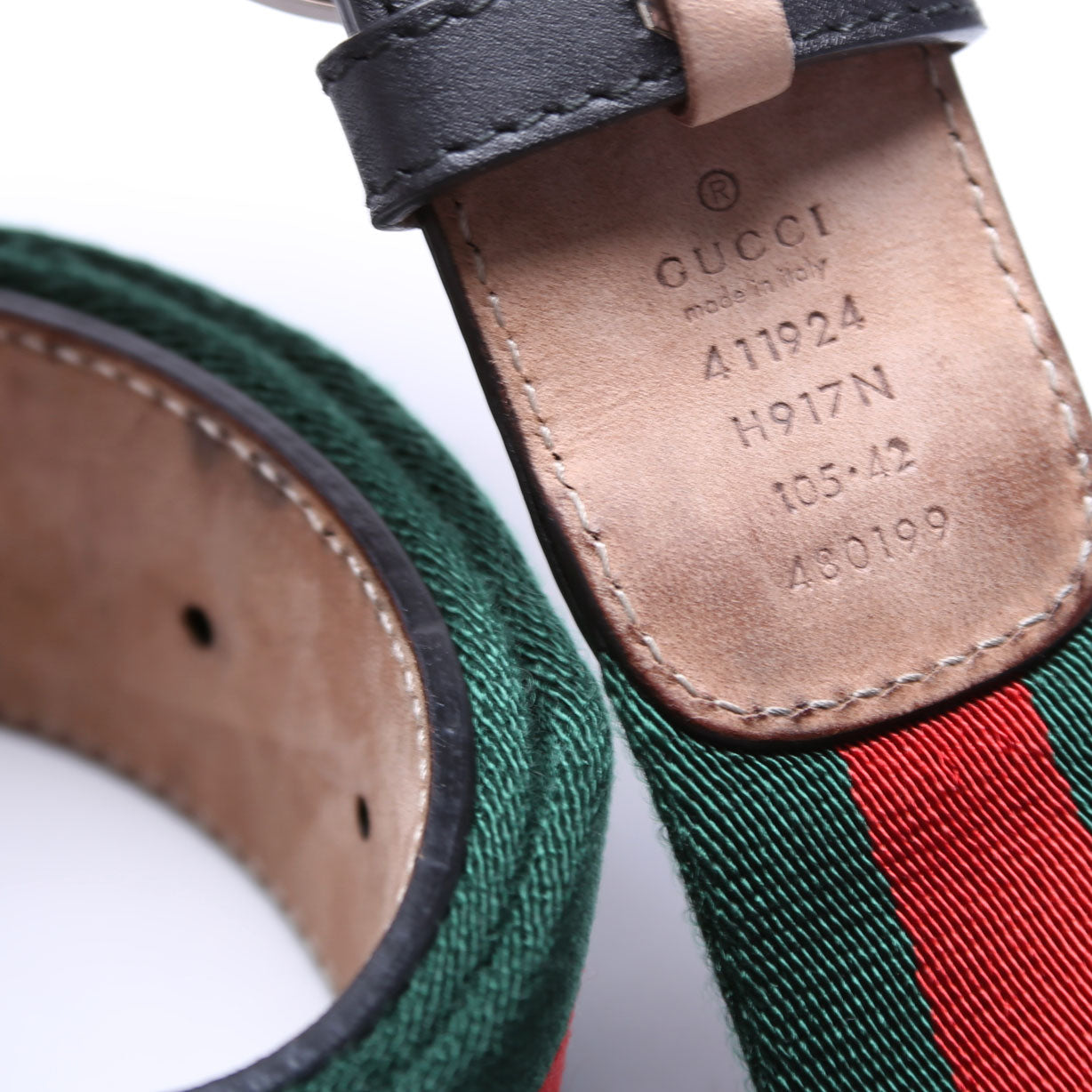 411924 GG Web Belt Size 105/42 Green/Red