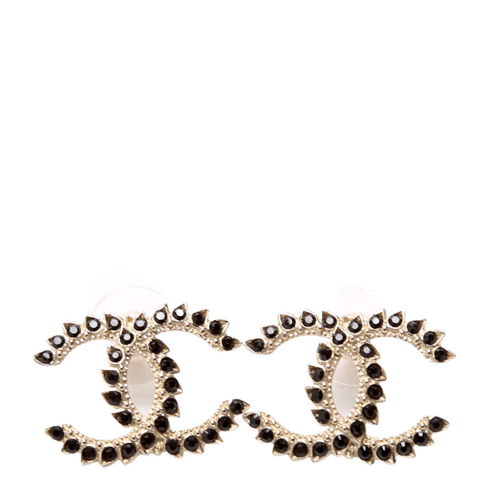 Crystal CC Stud Earrings Gold/Black