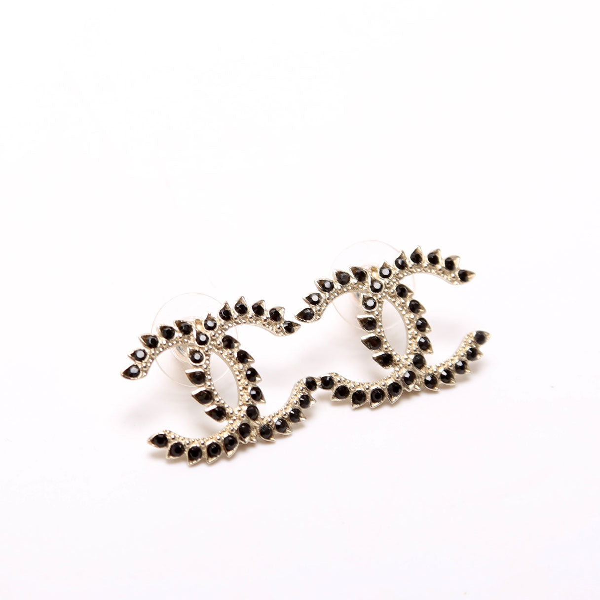 Crystal CC Stud Earrings Gold/Black
