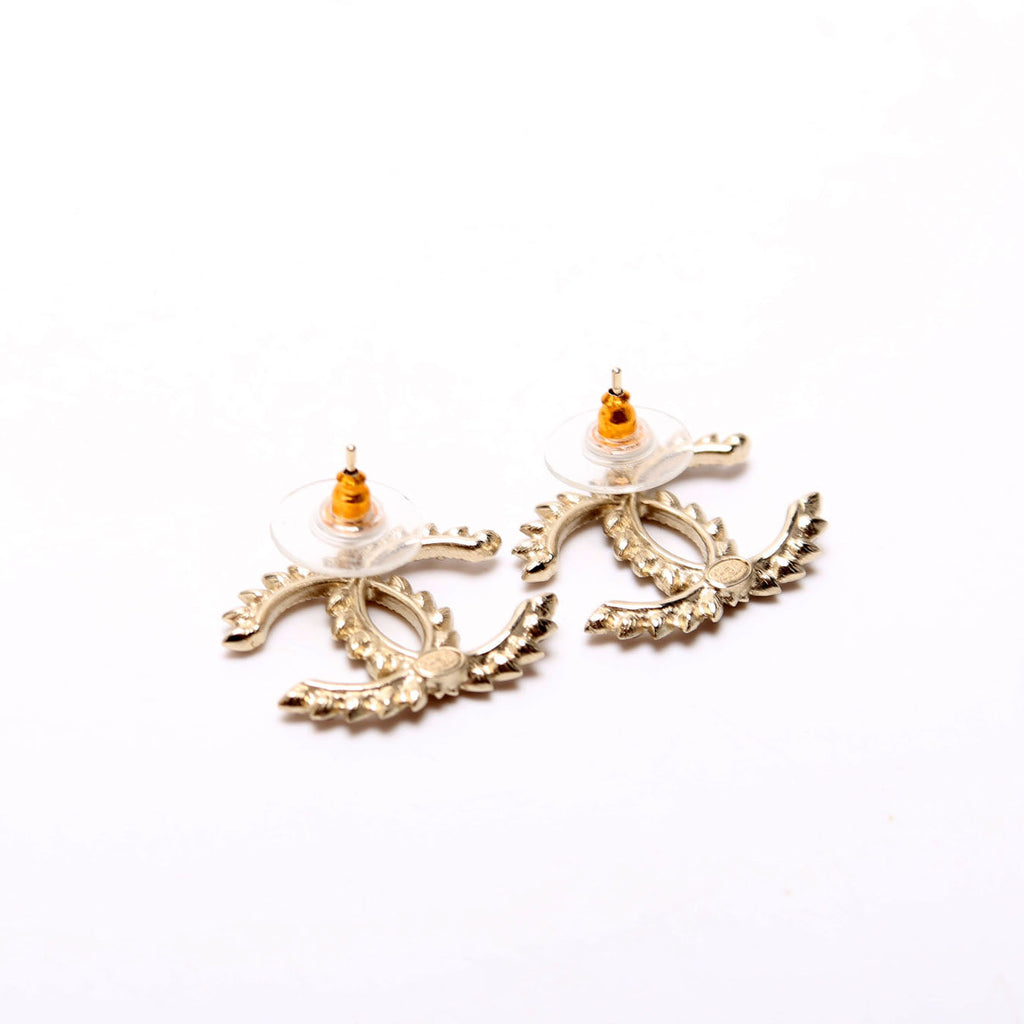 Crystal CC Stud Earrings Gold/Black