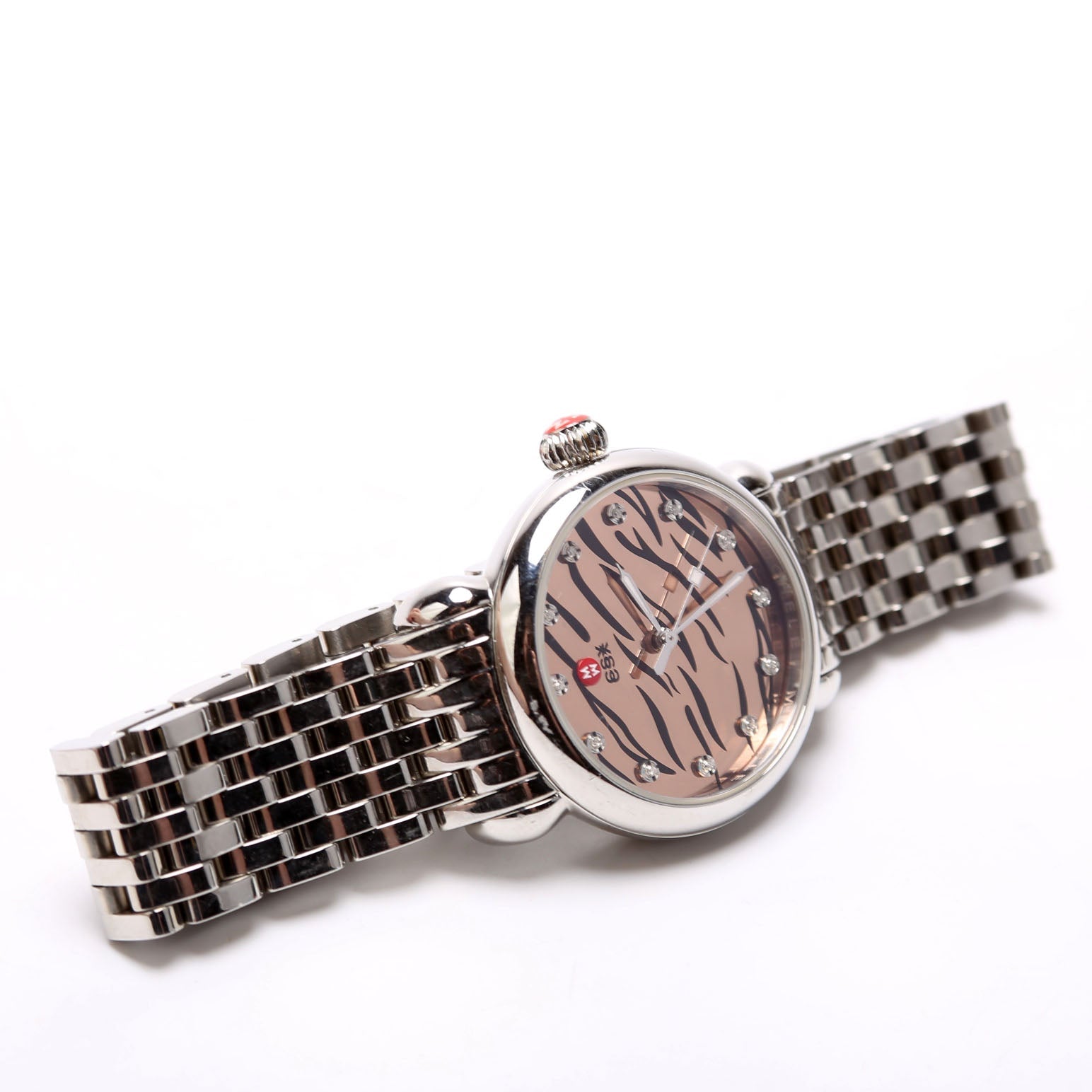 Tiger Diamond Dial Stainless Steel With 0.05CT Diamond Watch Silver/Rose Gold