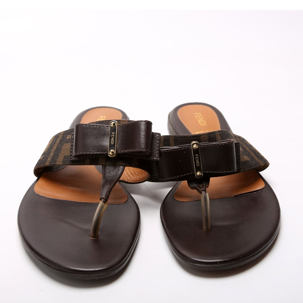 Zucca Bow T-Strap Slide Sandals Size 39