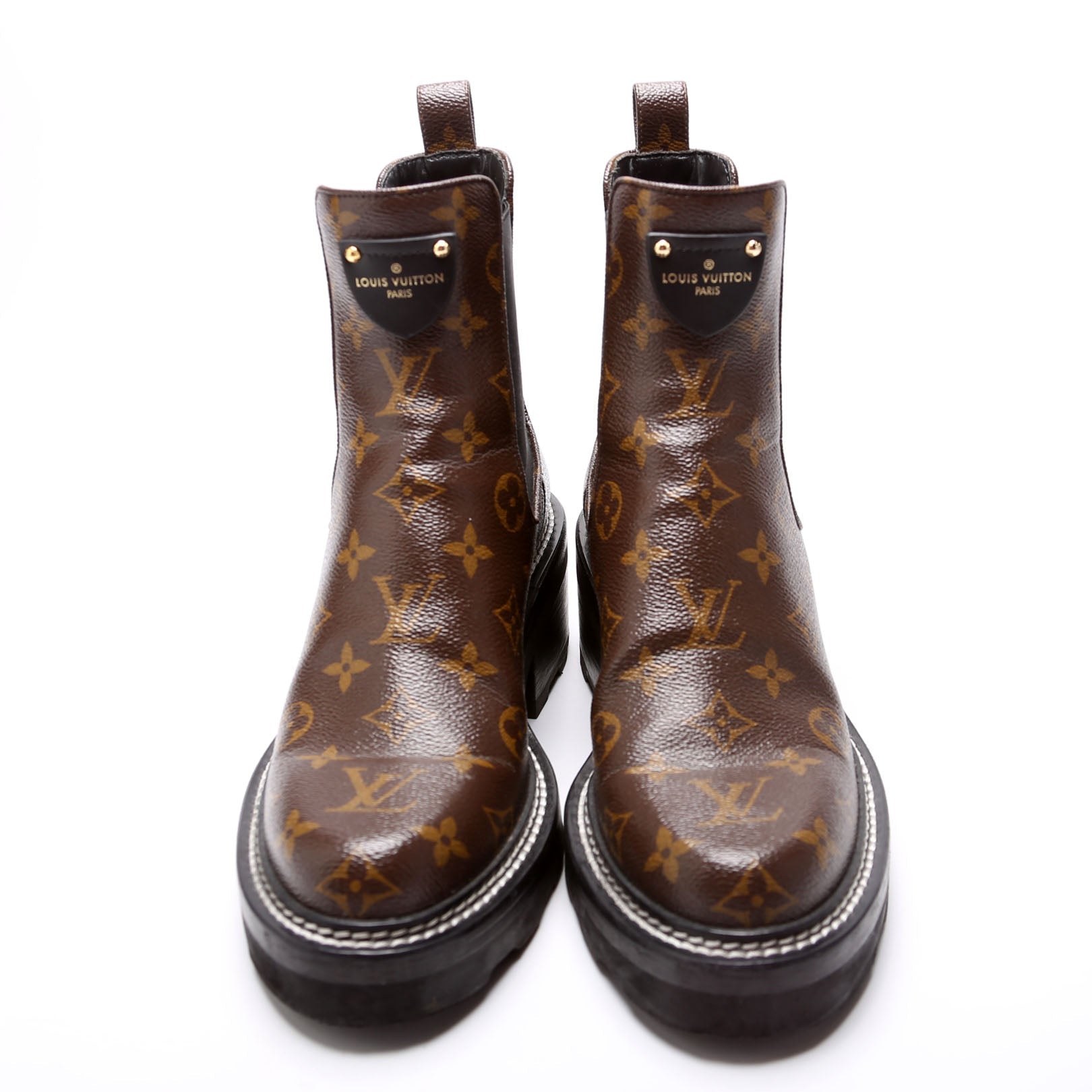Beaubourg Monogram Ankle Boots Size 38.5 Brown/Black