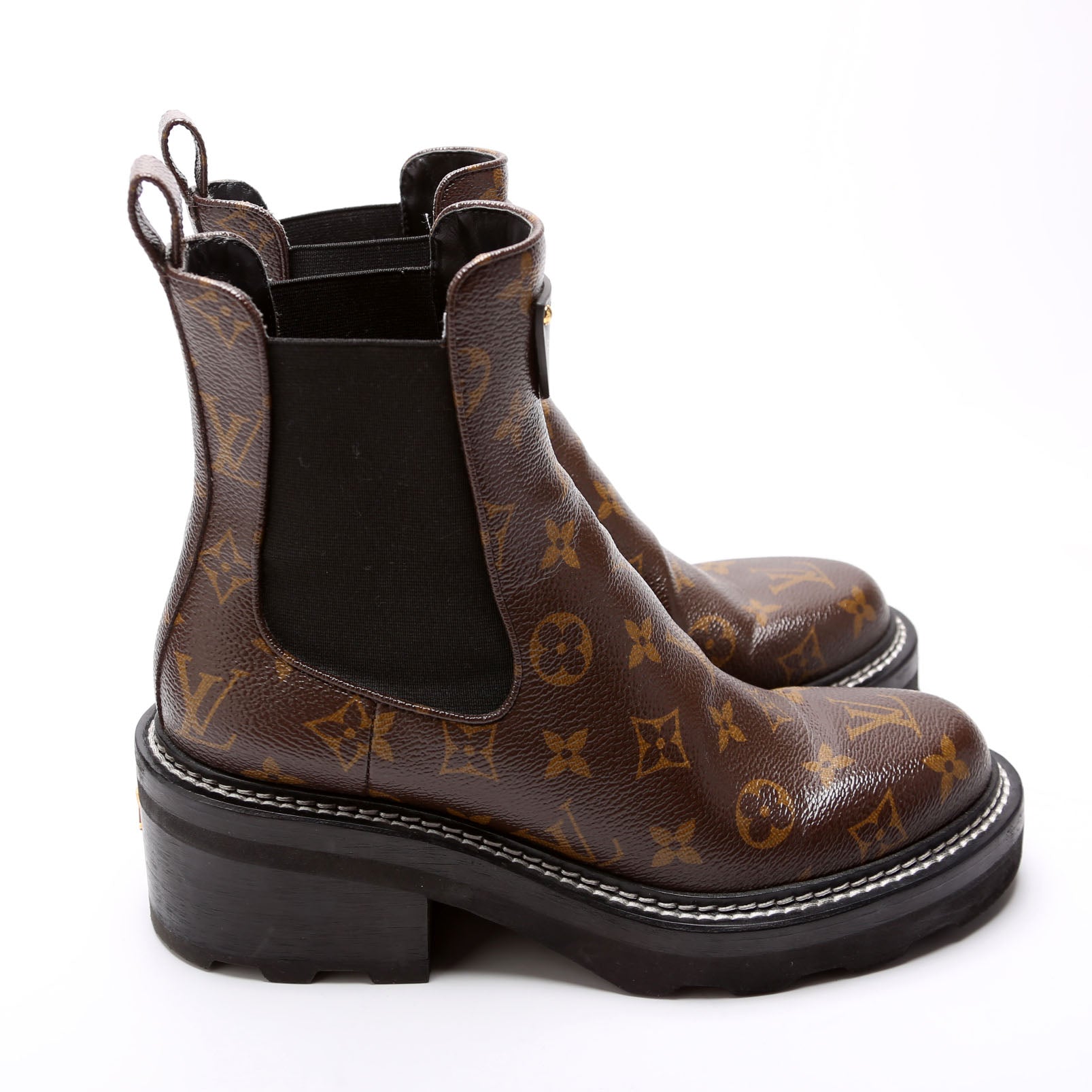 Beaubourg Monogram Ankle Boots Size 38.5 Brown/Black