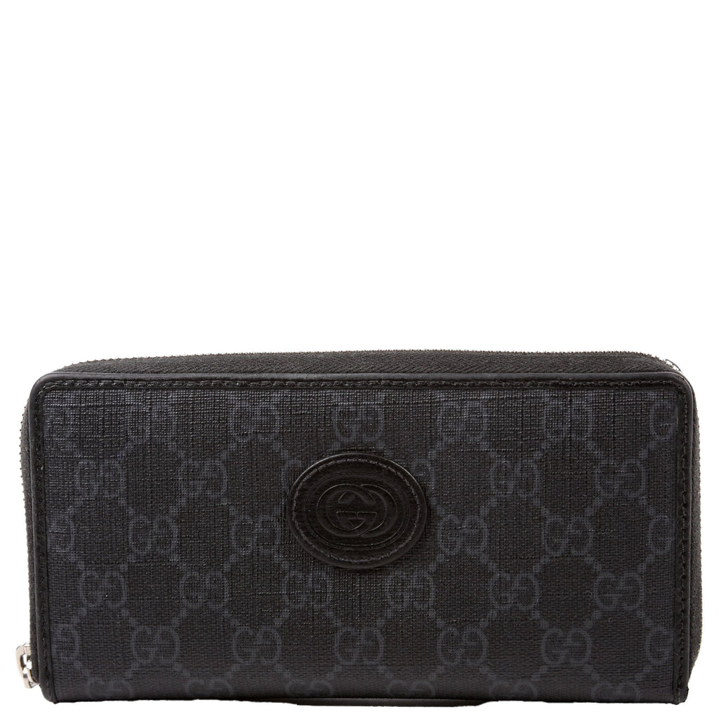 673003 Interlocking GG Supreme Zip Around Wallet Black