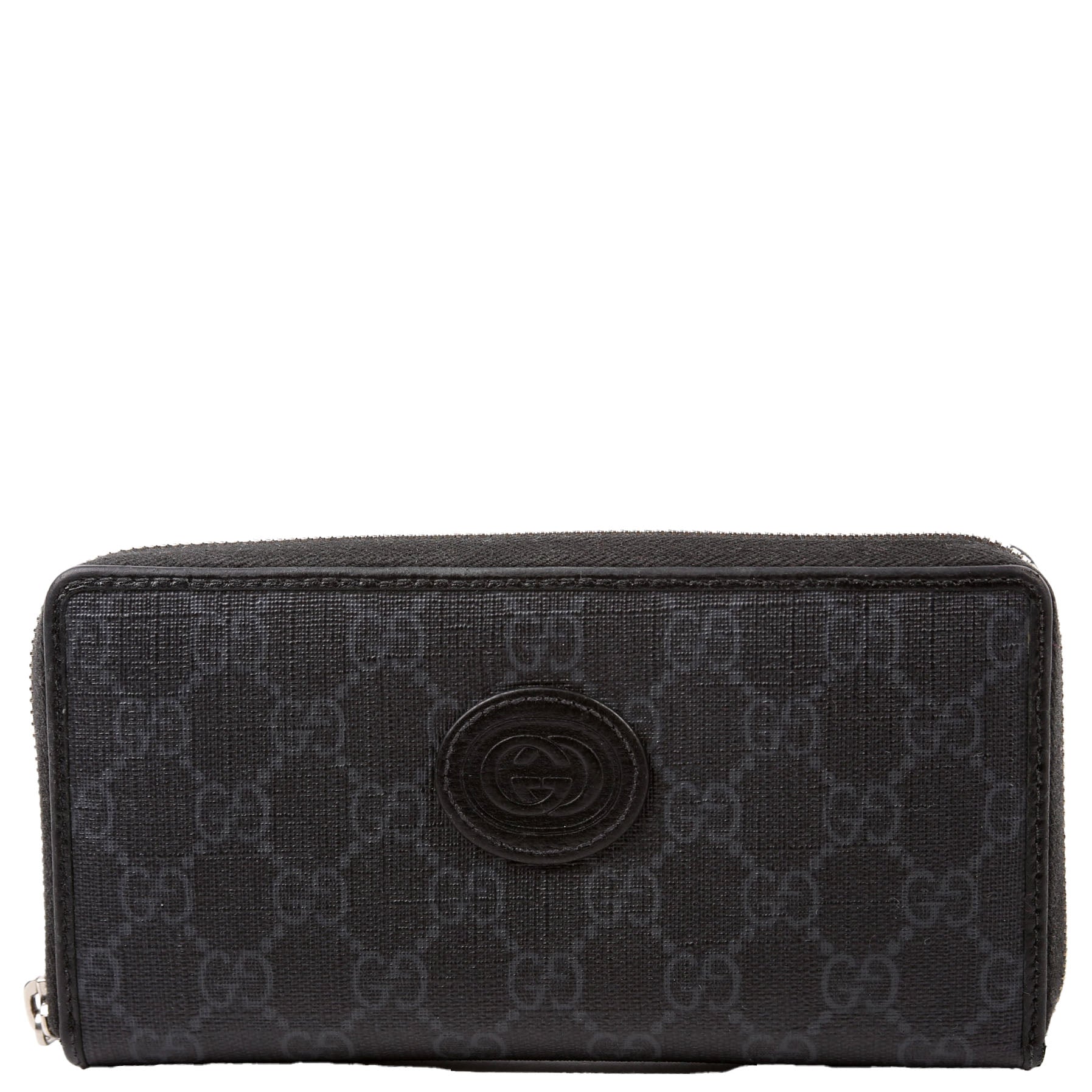 673003 Interlocking GG Supreme Zip Around Wallet Black