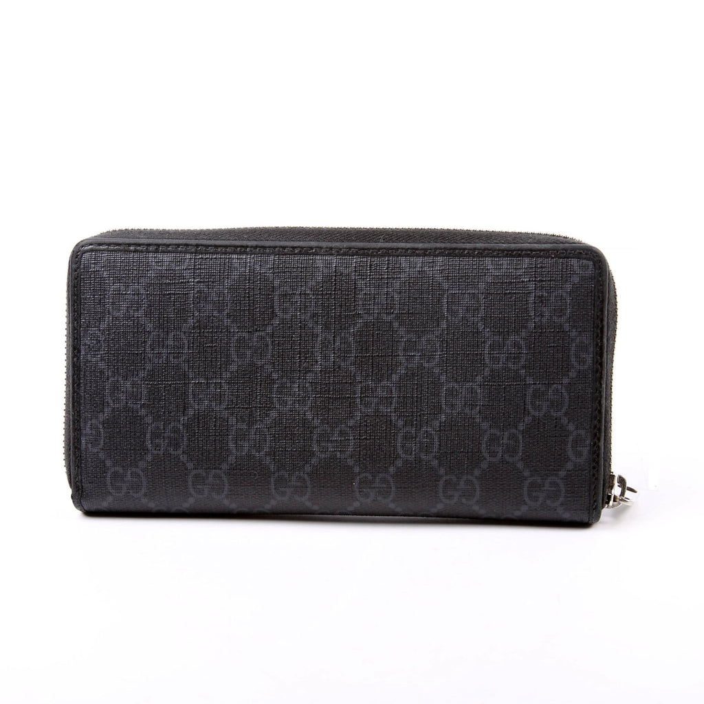 673003 Interlocking GG Supreme Zip Around Wallet Black
