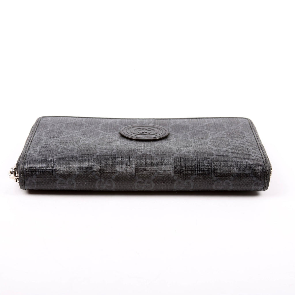 673003 Interlocking GG Supreme Zip Around Wallet Black