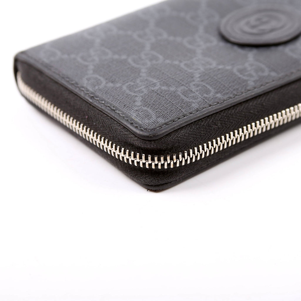673003 Interlocking GG Supreme Zip Around Wallet Black