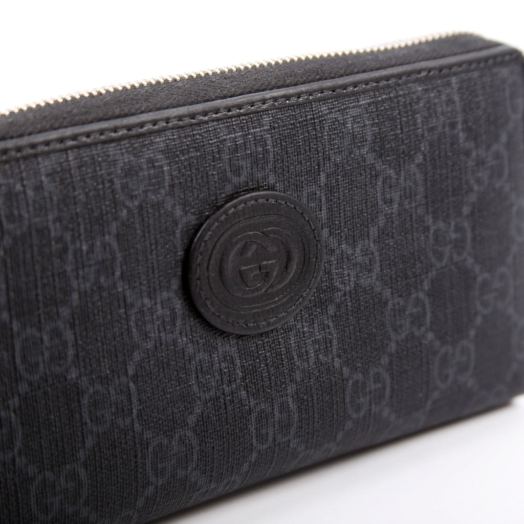 673003 Interlocking GG Supreme Zip Around Wallet Black