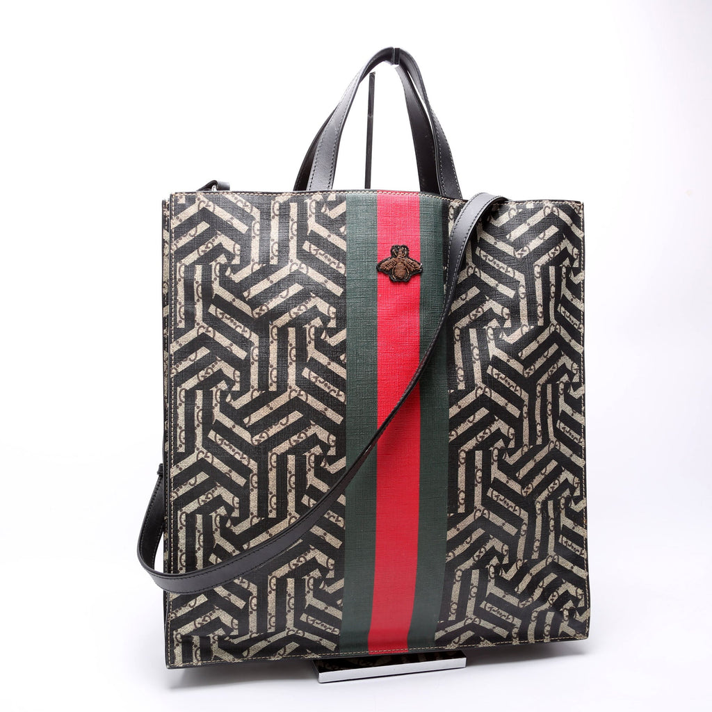 450950 Soft GG Supreme Caleido Web Vertical Tote Black/Beige