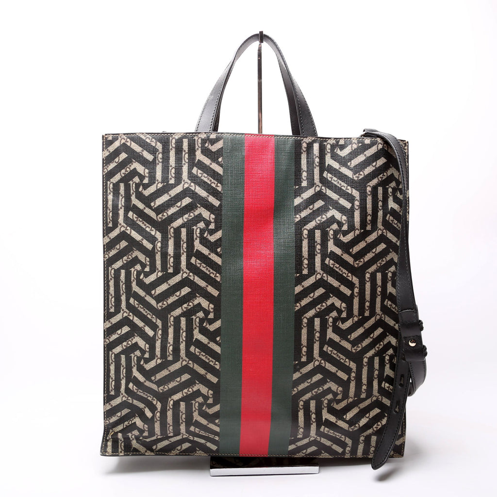 450950 Soft GG Supreme Caleido Web Vertical Tote Black/Beige
