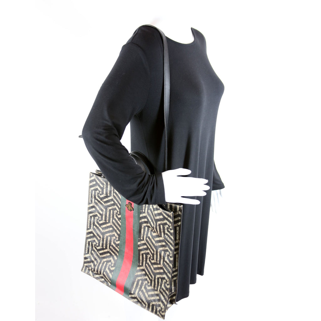 450950 Soft GG Supreme Caleido Web Vertical Tote Black/Beige