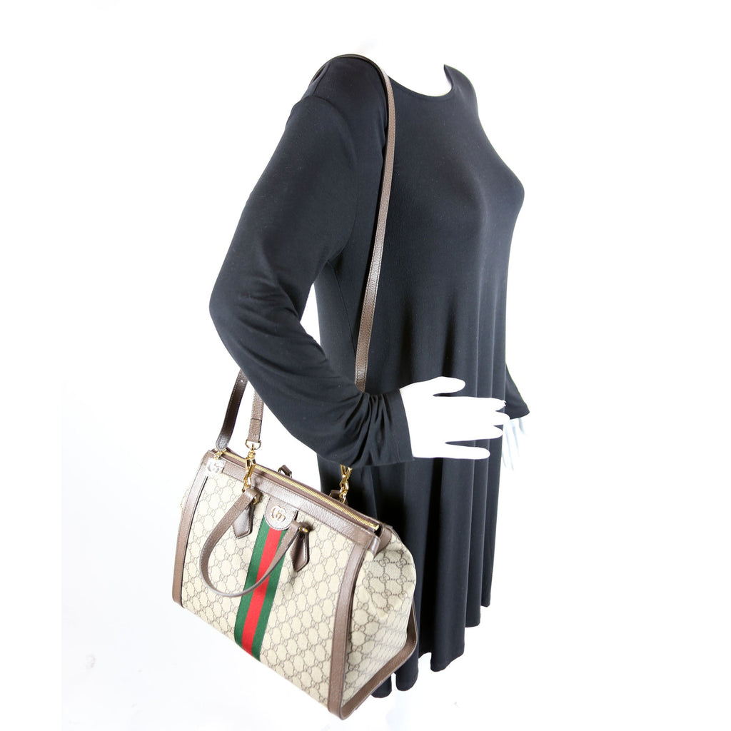 524537 Ophidia GG Medium Tote Brown
