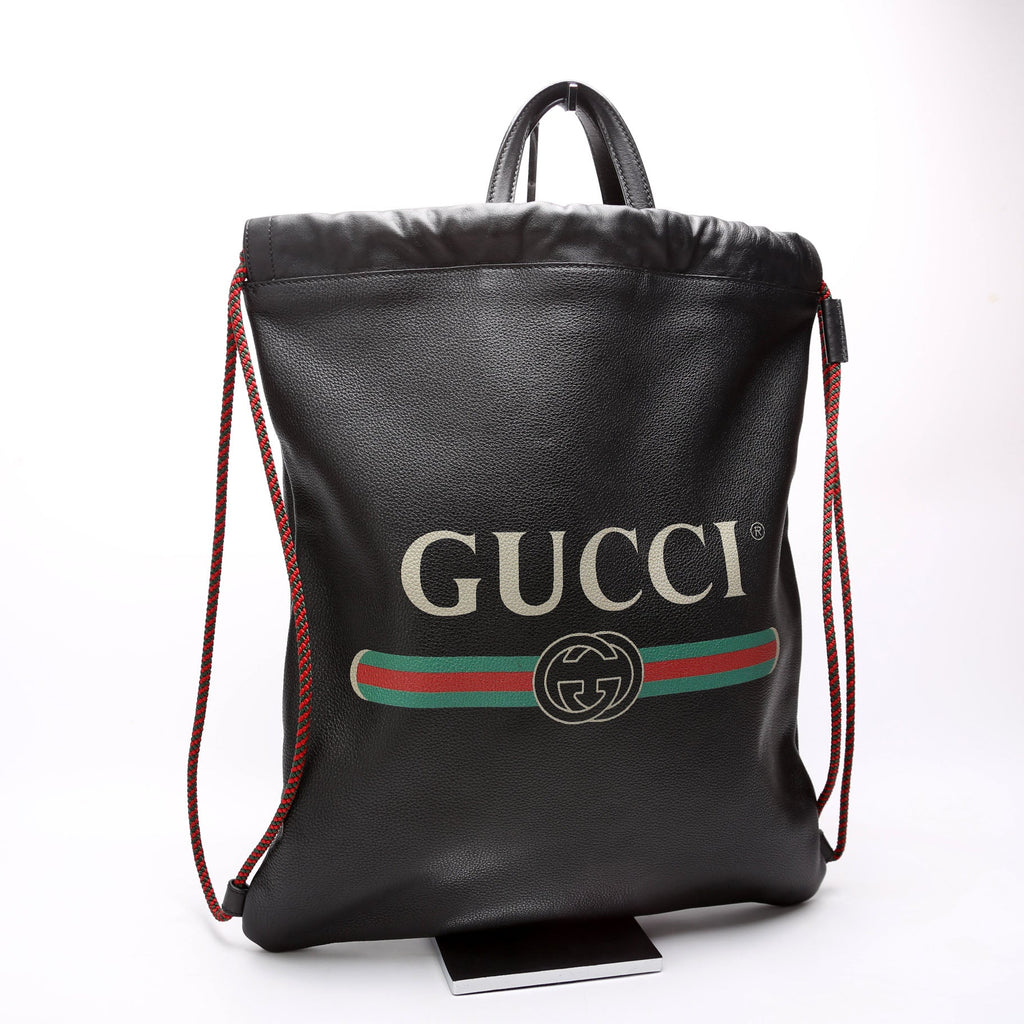 494053 Retro Logo Drawstring Backpack Black