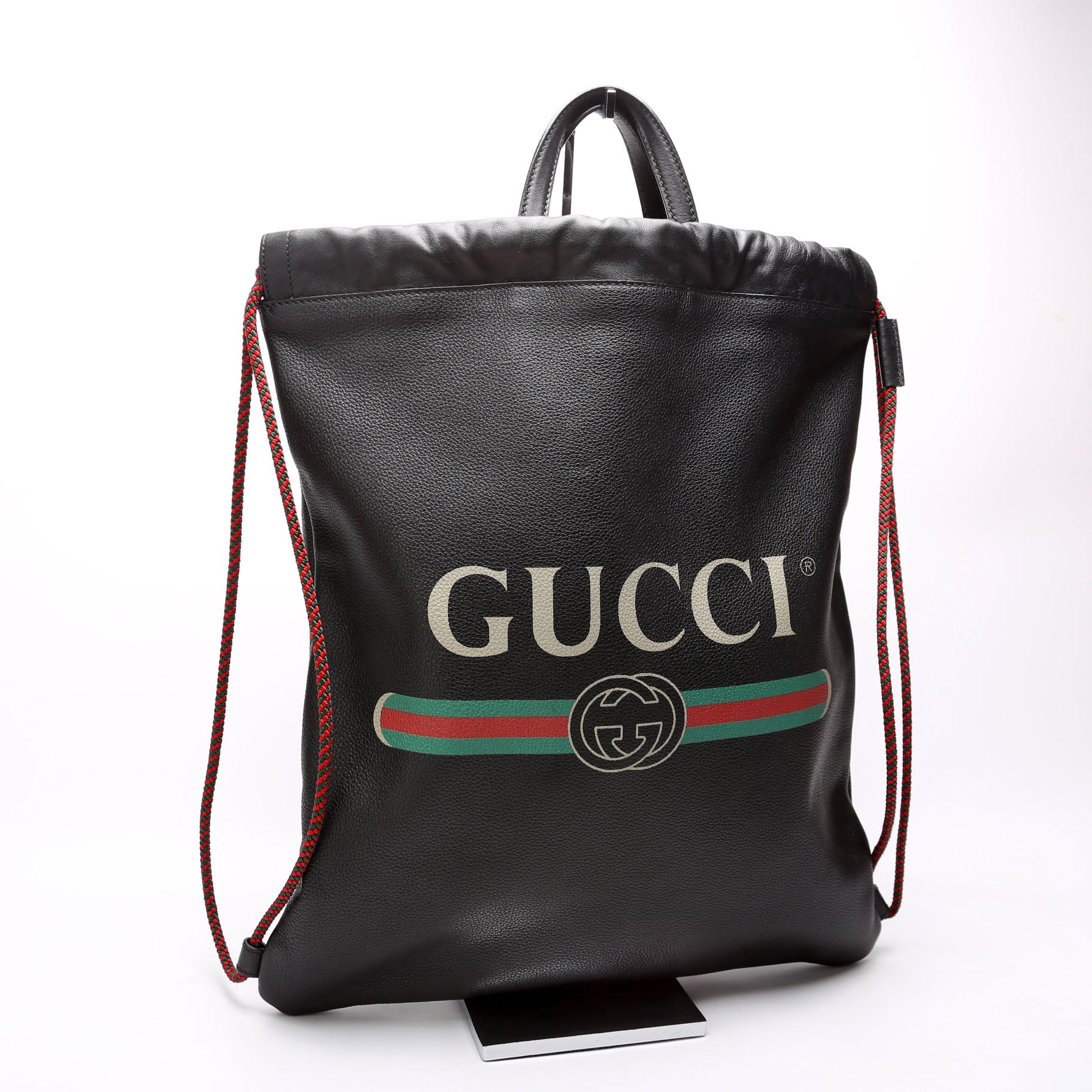 494053 Retro Logo Drawstring Backpack Black