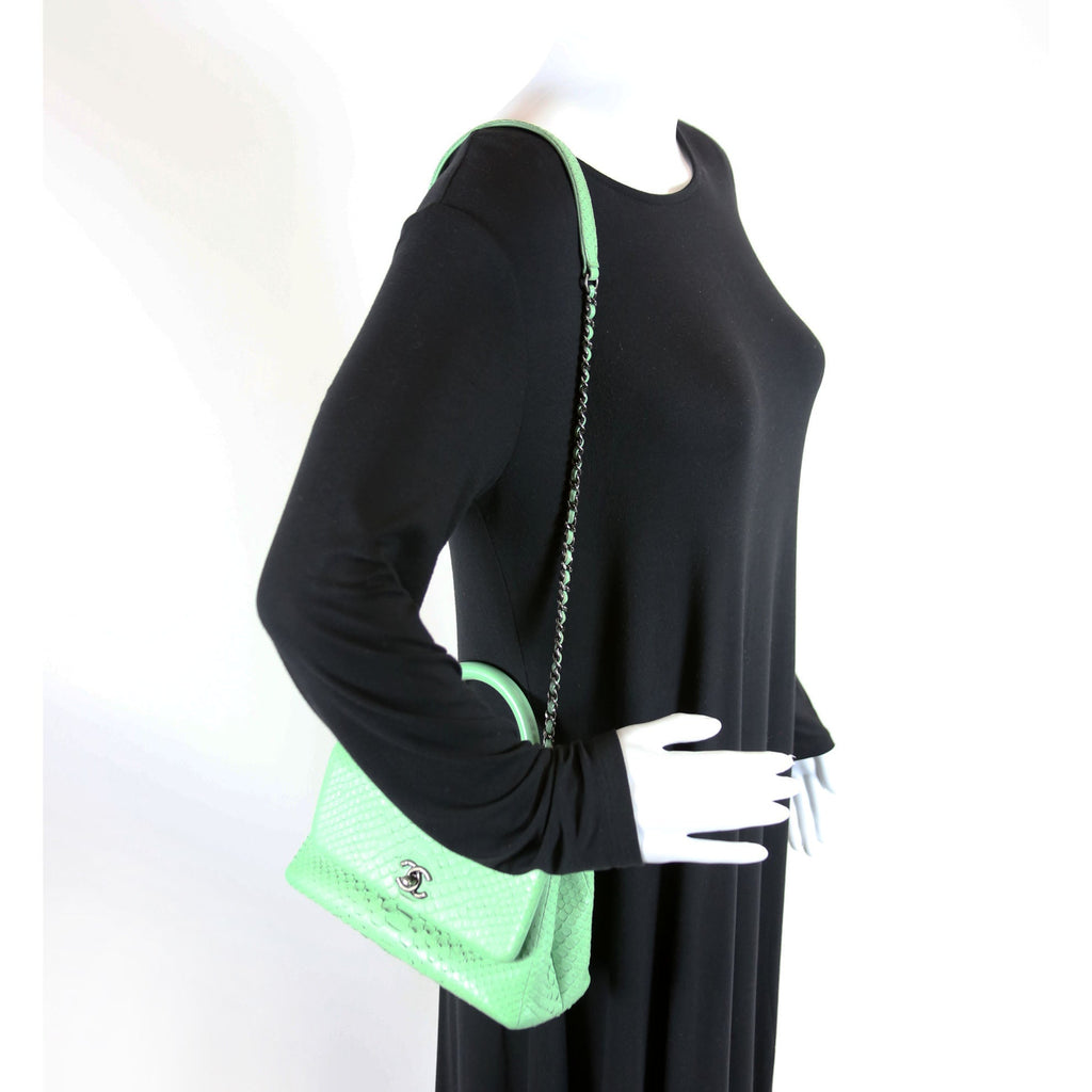 Coco Top Handle Mini Python 23M Green