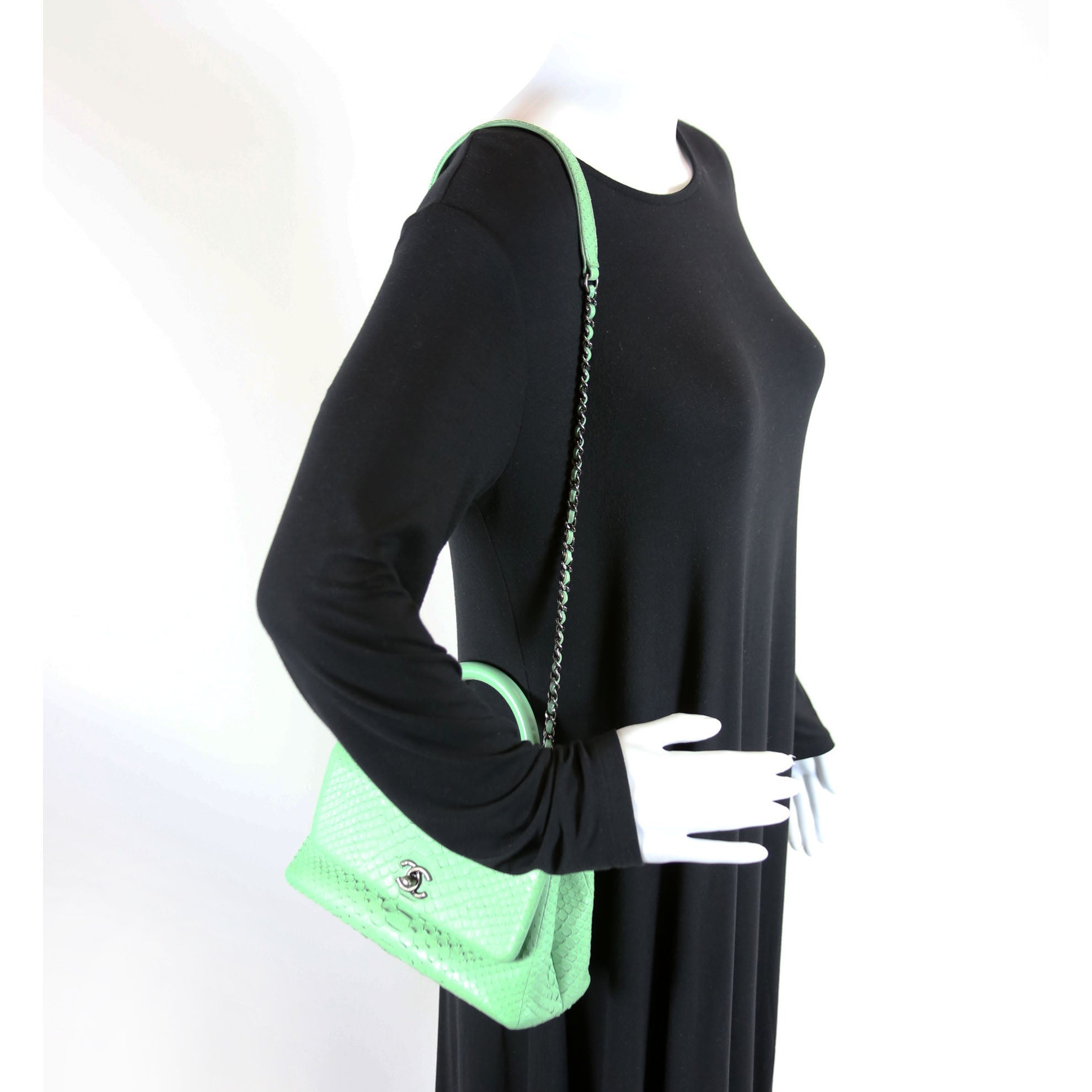 Coco Top Handle Mini Python 23M Green