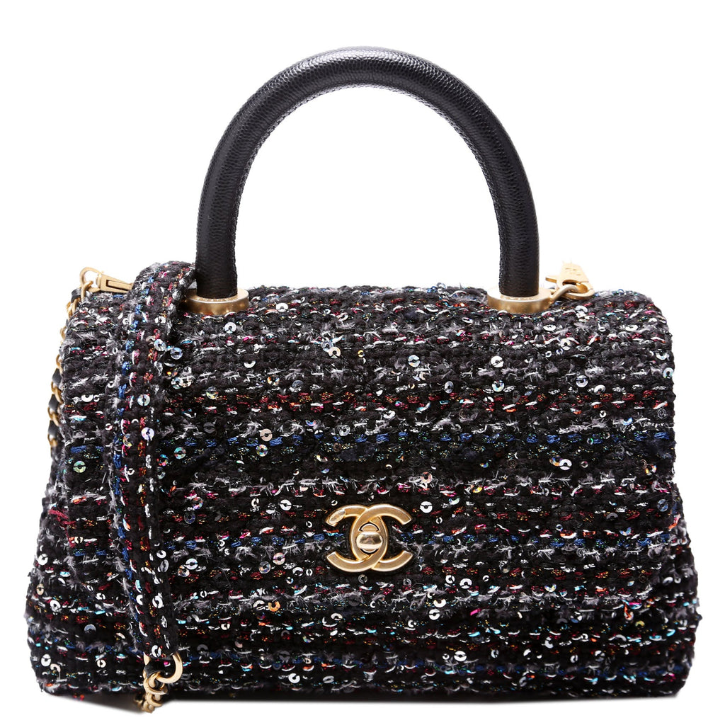 Coco Top Handle Extra Mini Tweed/Sequin 30M Black/Multicolor
