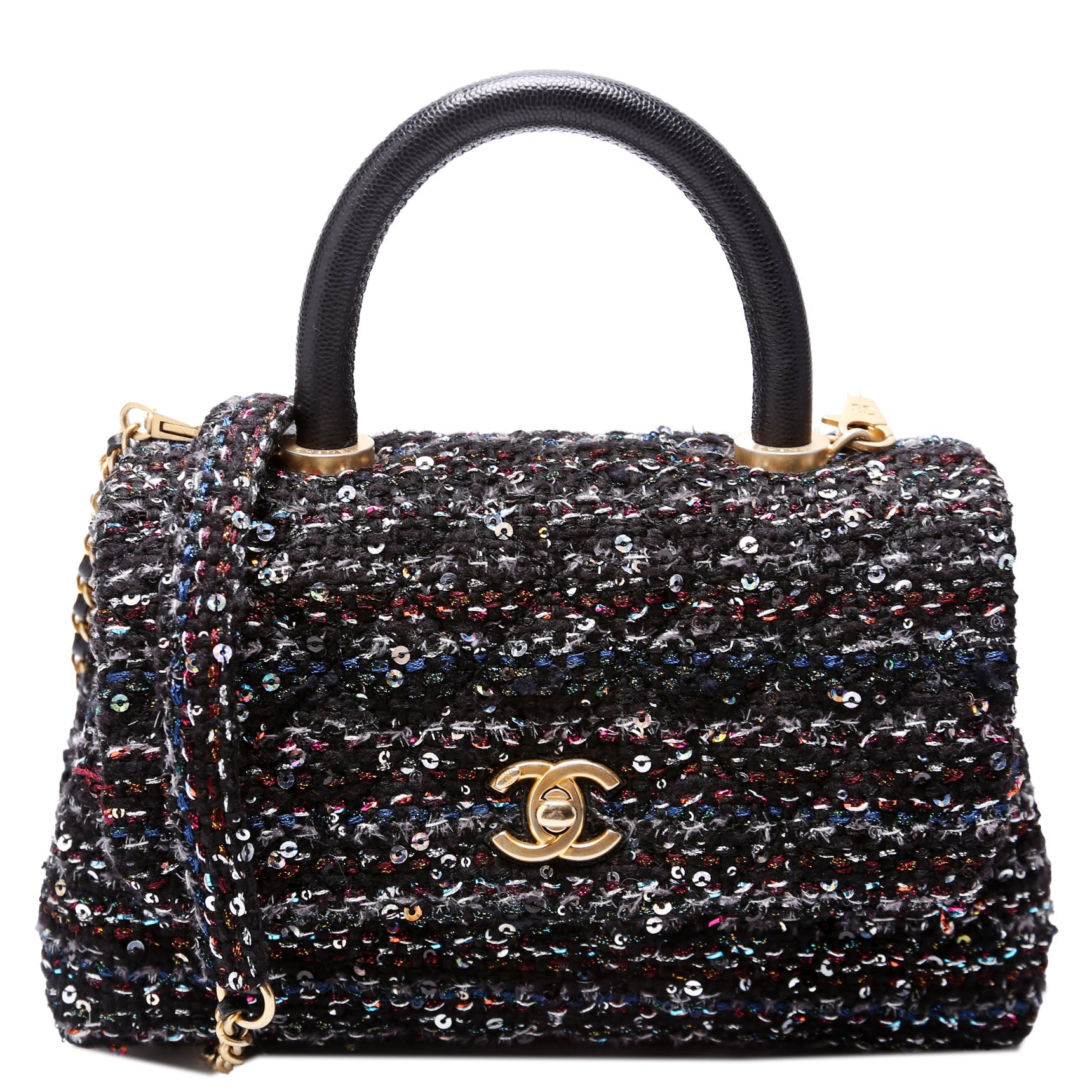 Coco Top Handle Extra Mini Tweed/Sequin 30M Black/Multicolor