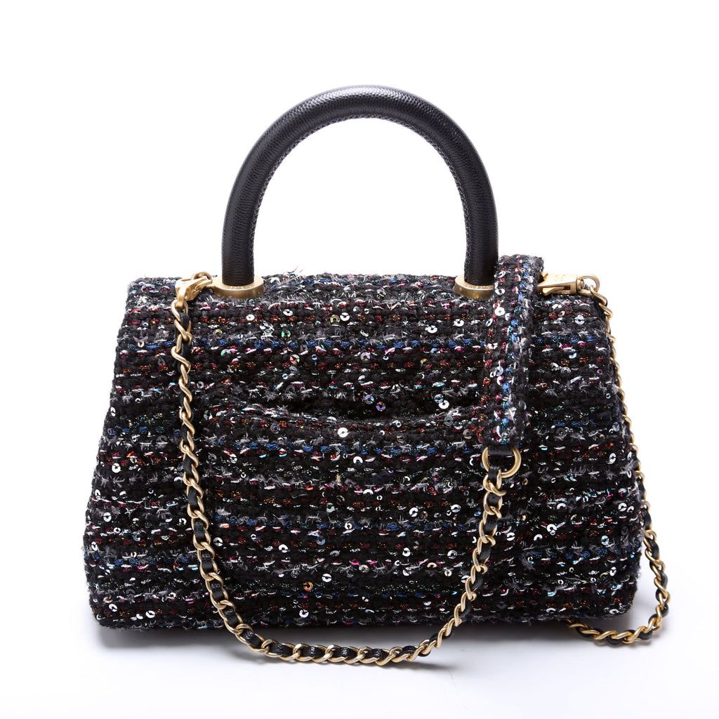 Coco Top Handle Extra Mini Tweed/Sequin 30M Black/Multicolor