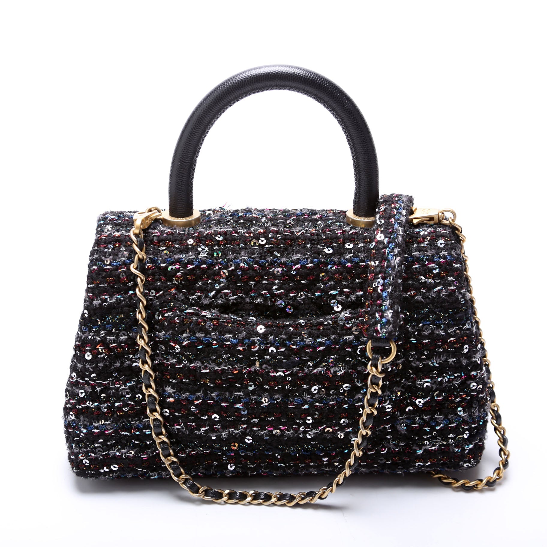 Coco Top Handle Extra Mini Tweed/Sequin 30M Black/Multicolor