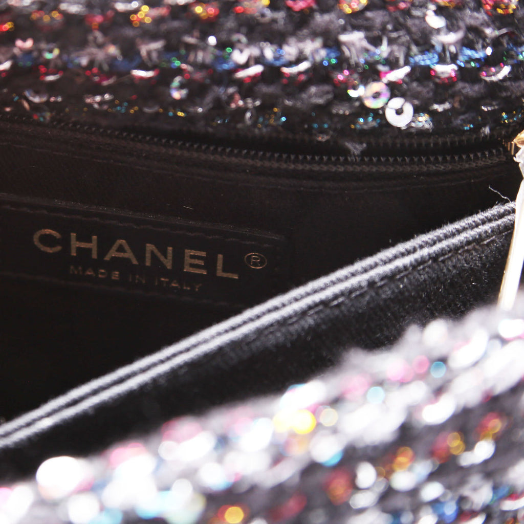 Coco Top Handle Extra Mini Tweed/Sequin 30M Black/Multicolor