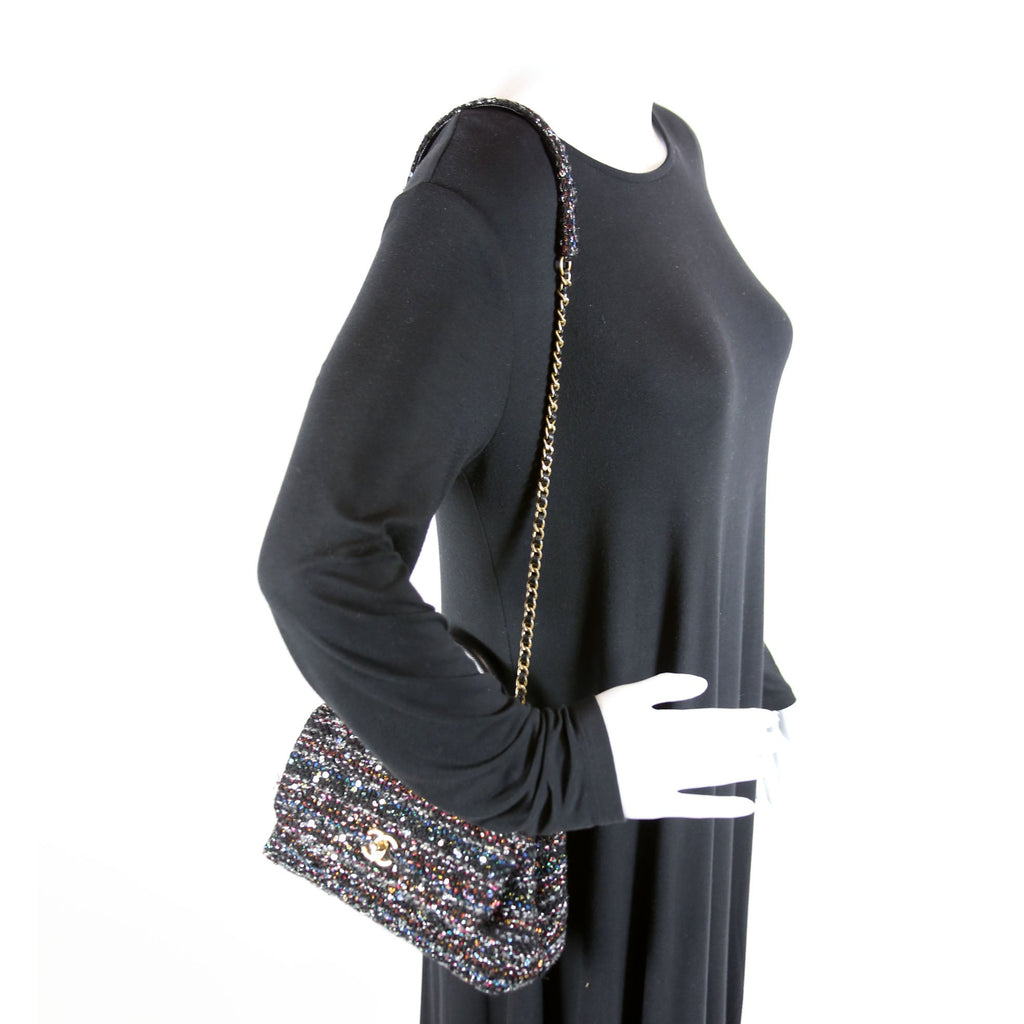 Coco Top Handle Extra Mini Tweed/Sequin 30M Black/Multicolor