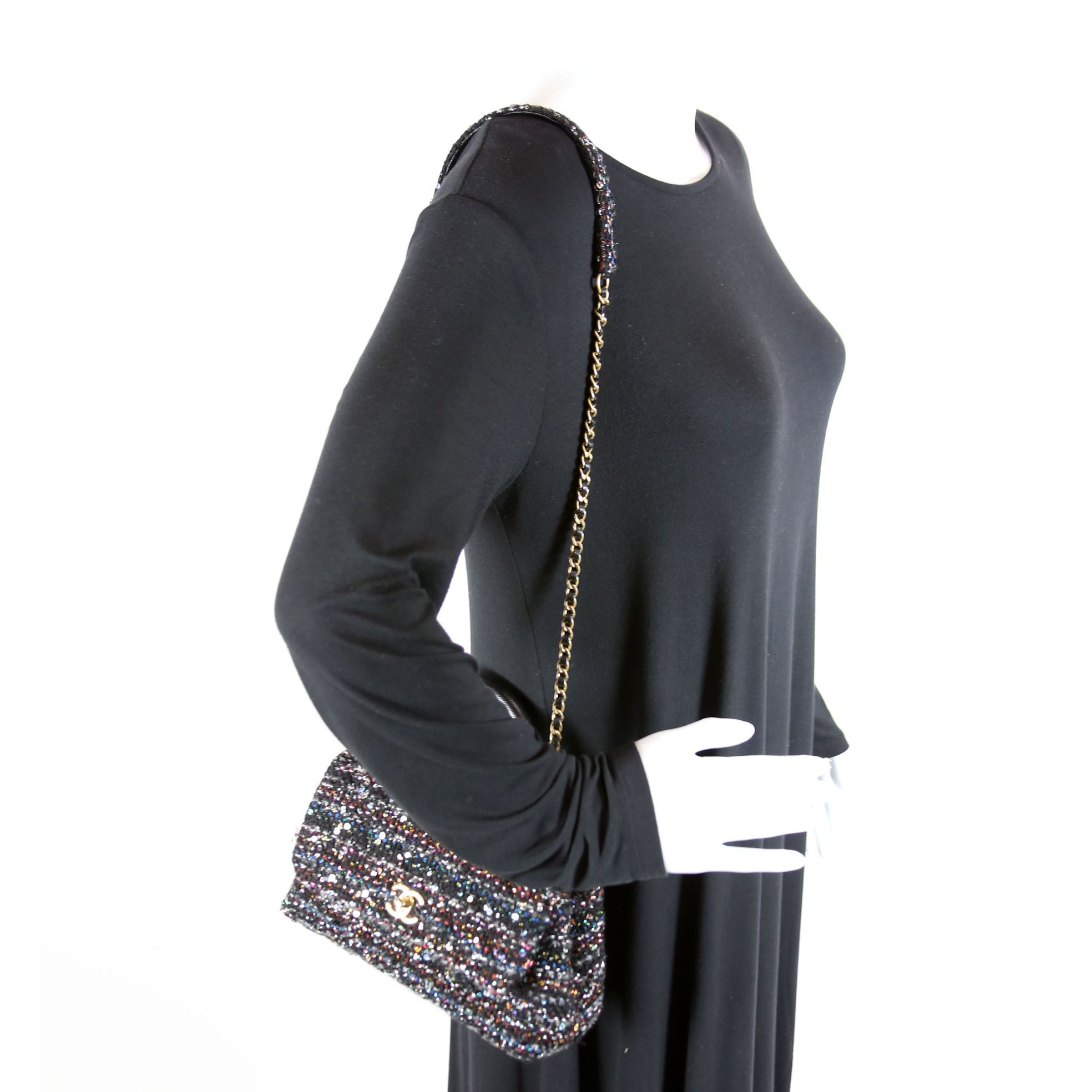 Coco Top Handle Extra Mini Tweed/Sequin 30M Black/Multicolor