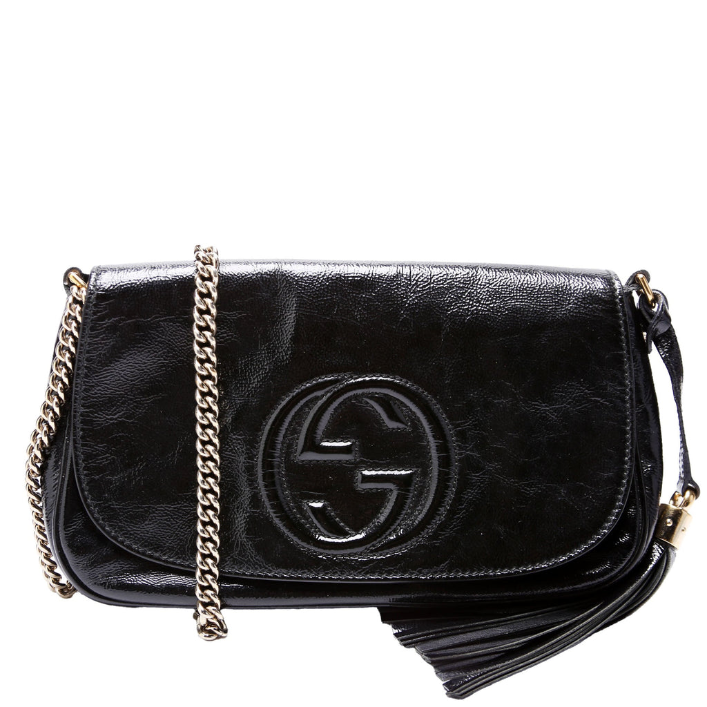 336752 Soho Chain Crossbody Medium Patent Black