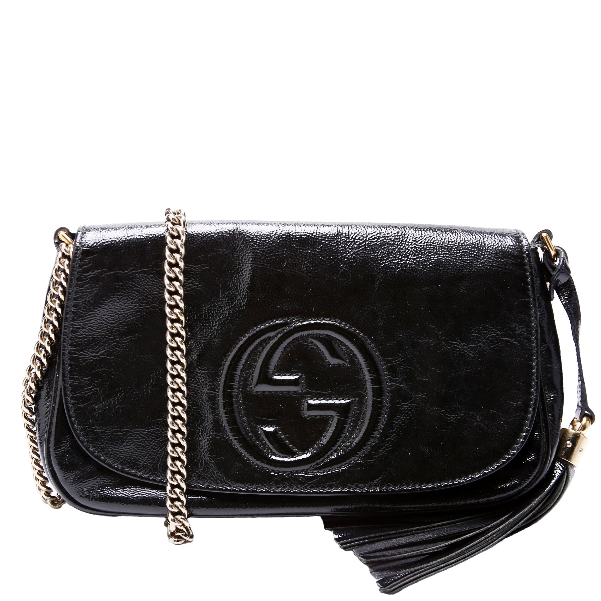 336752 Soho Chain Crossbody Medium Patent Black