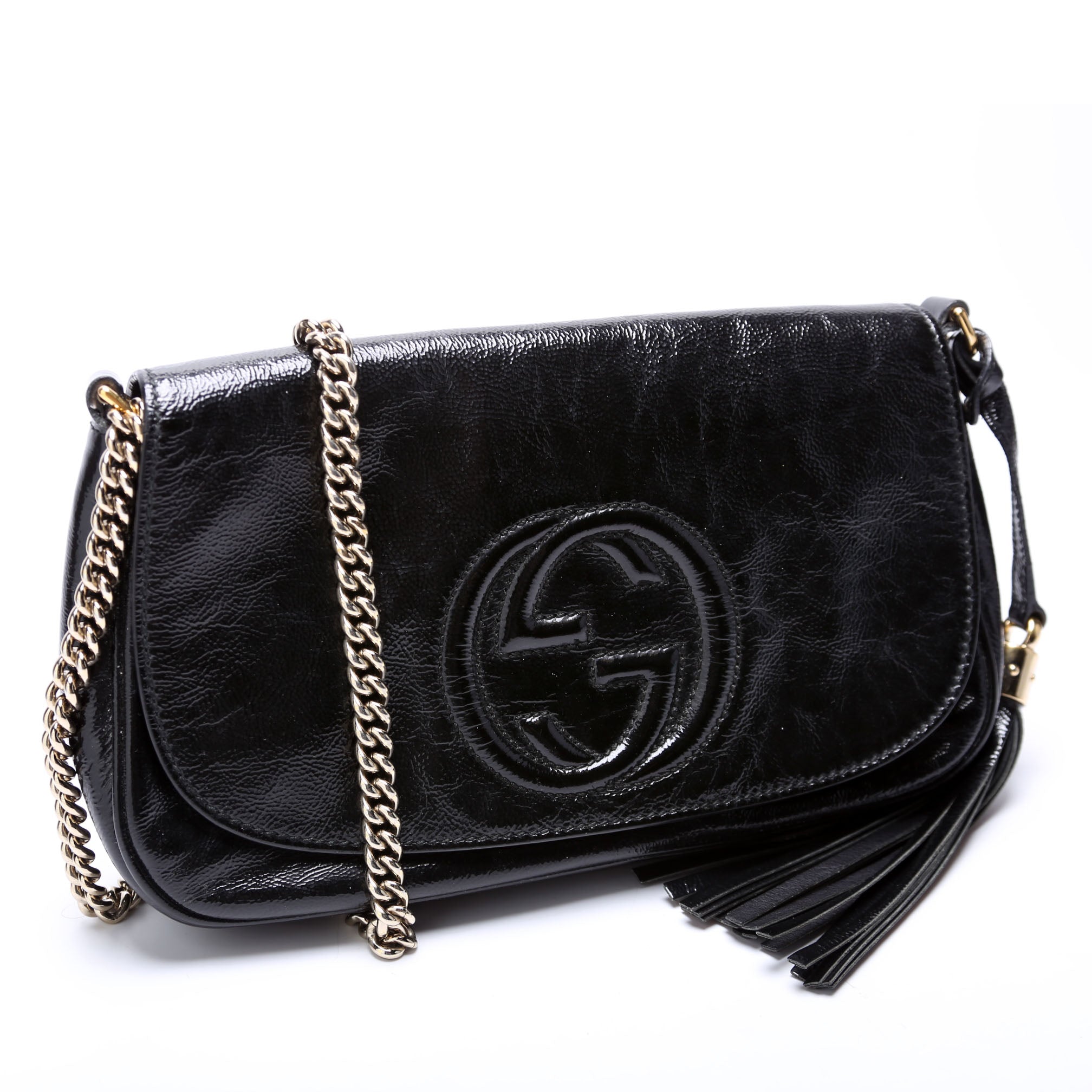 336752 Soho Chain Crossbody Medium Patent Black