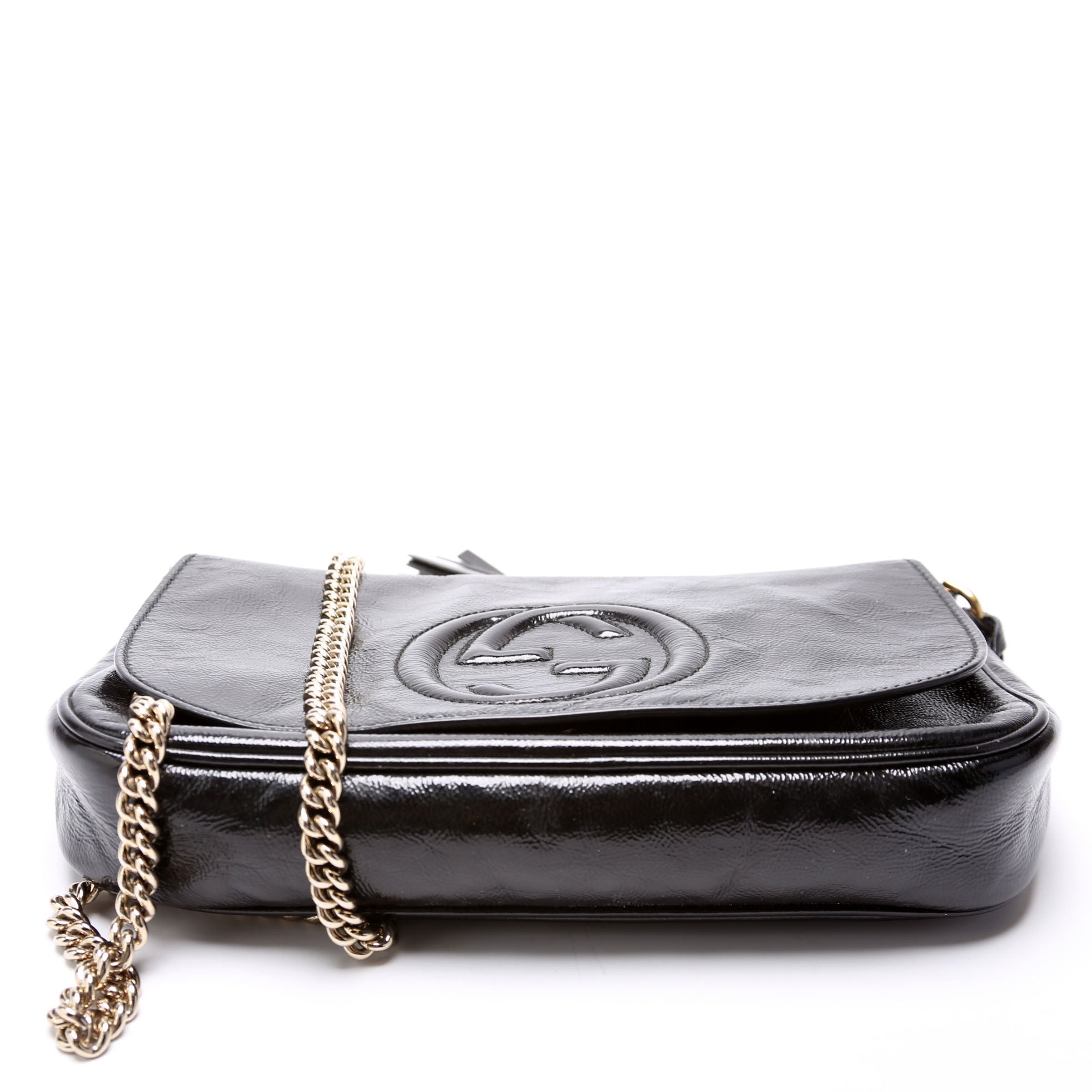 336752 Soho Chain Crossbody Medium Patent Black