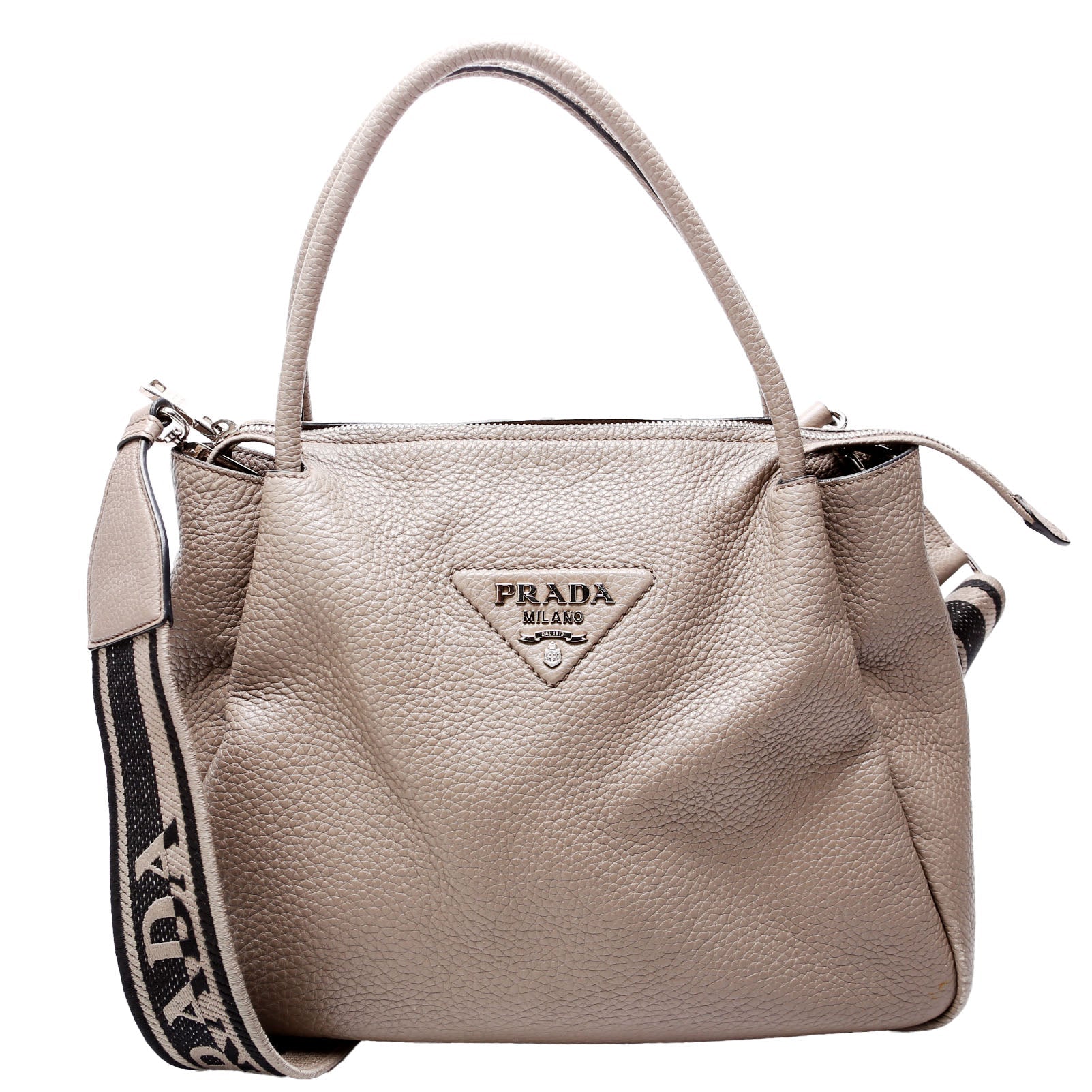 Large Leather Handbag 1BC170Grey