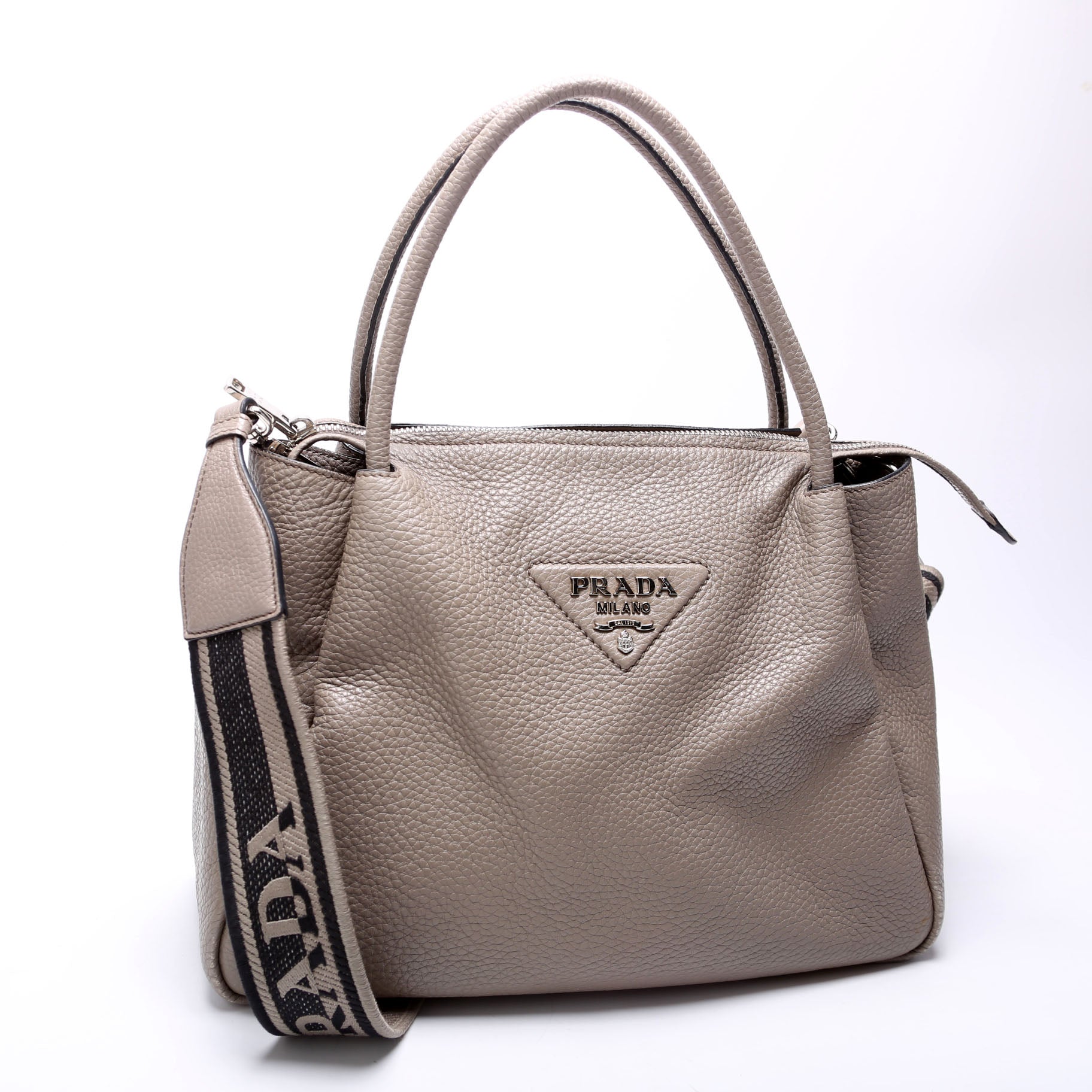 Large Leather Handbag 1BC170Grey