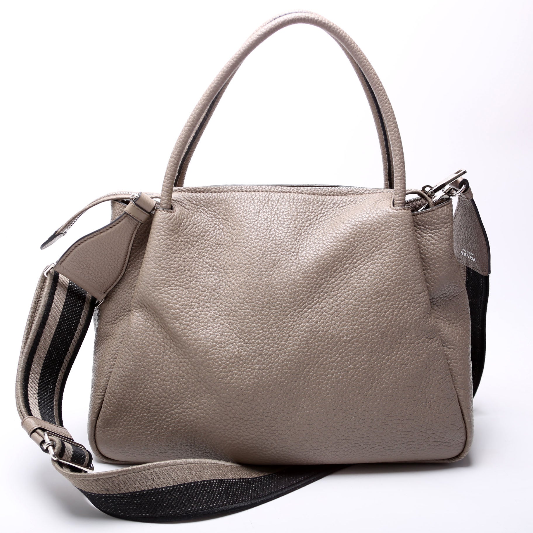 Large Leather Handbag 1BC170Grey