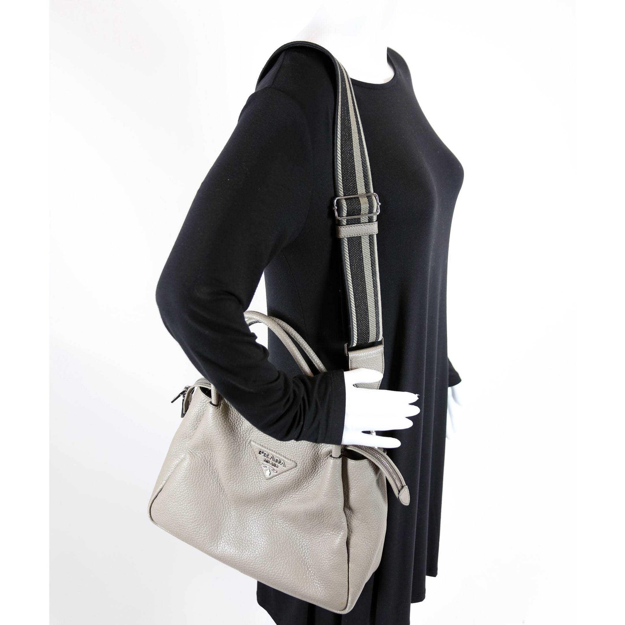 Large Leather Handbag 1BC170Grey