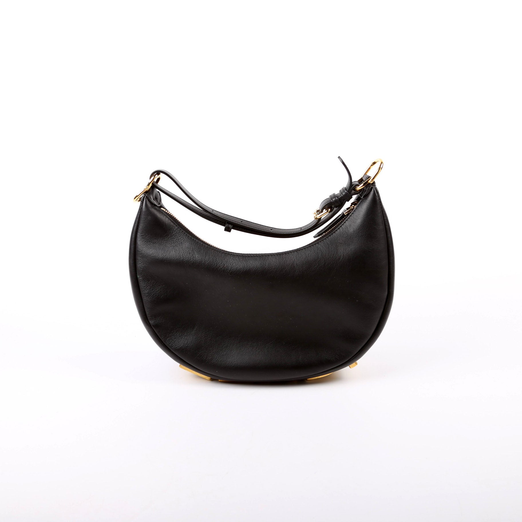 8BR798 Fendigraphy Small Leather Hobo Black