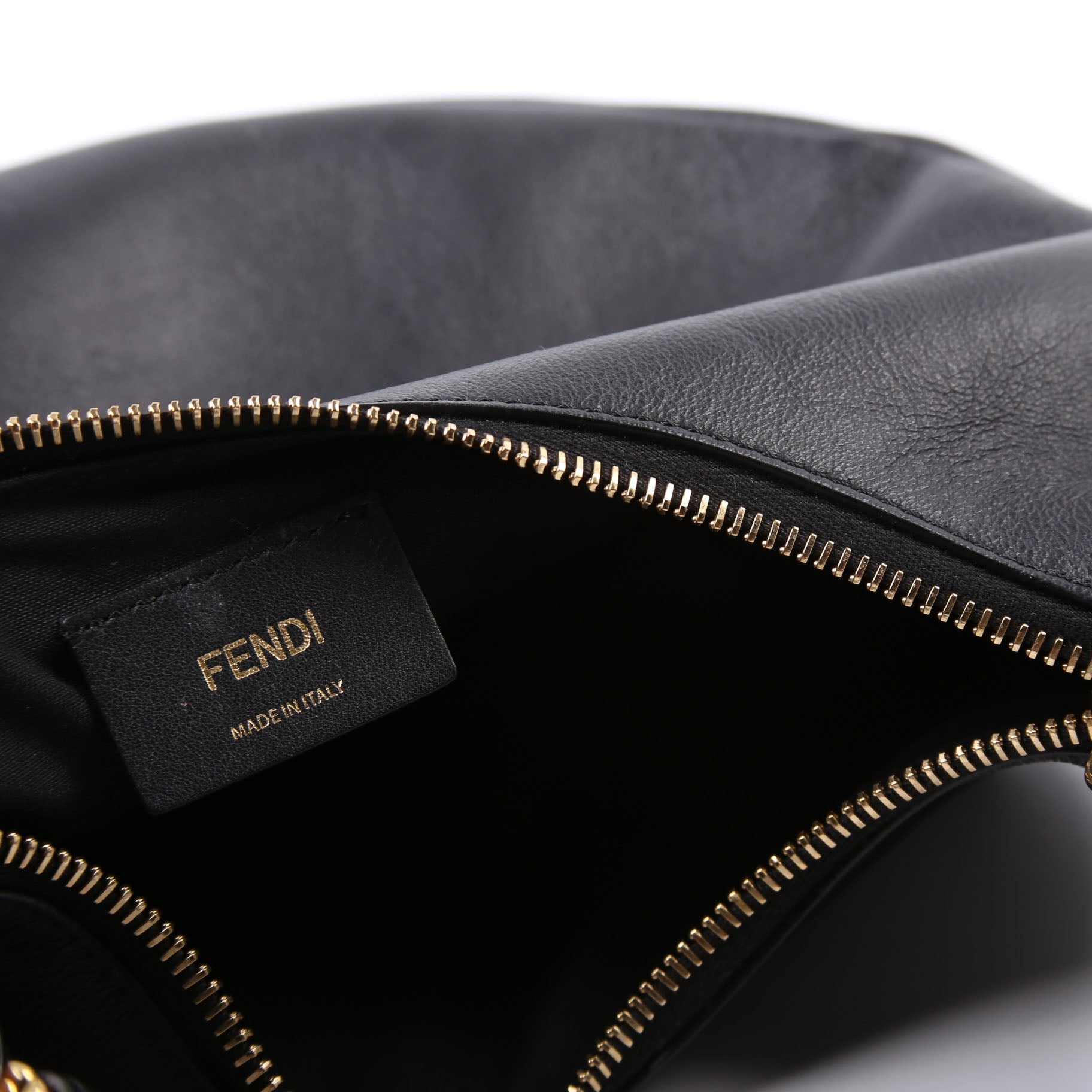 8BR798 Fendigraphy Small Leather Hobo Black