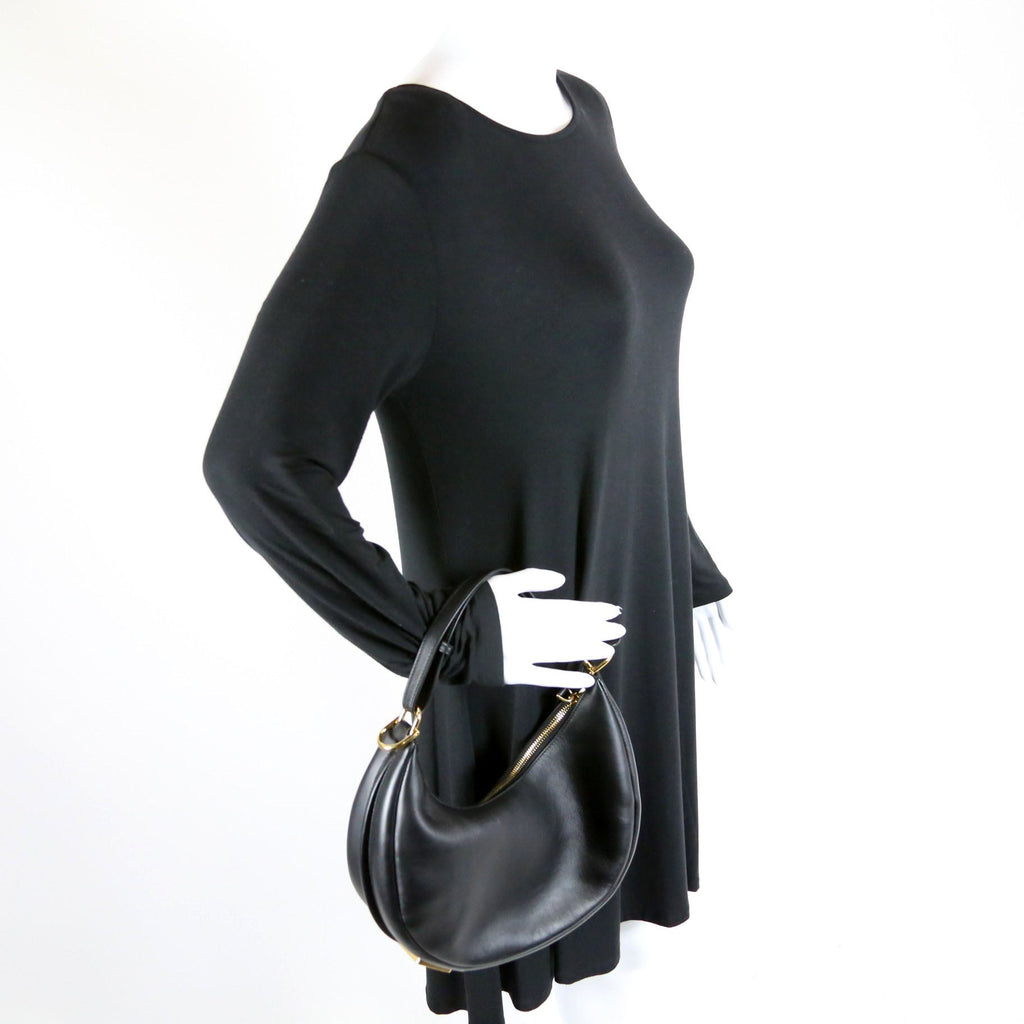 8BR798 Fendigraphy Small Leather Hobo Black