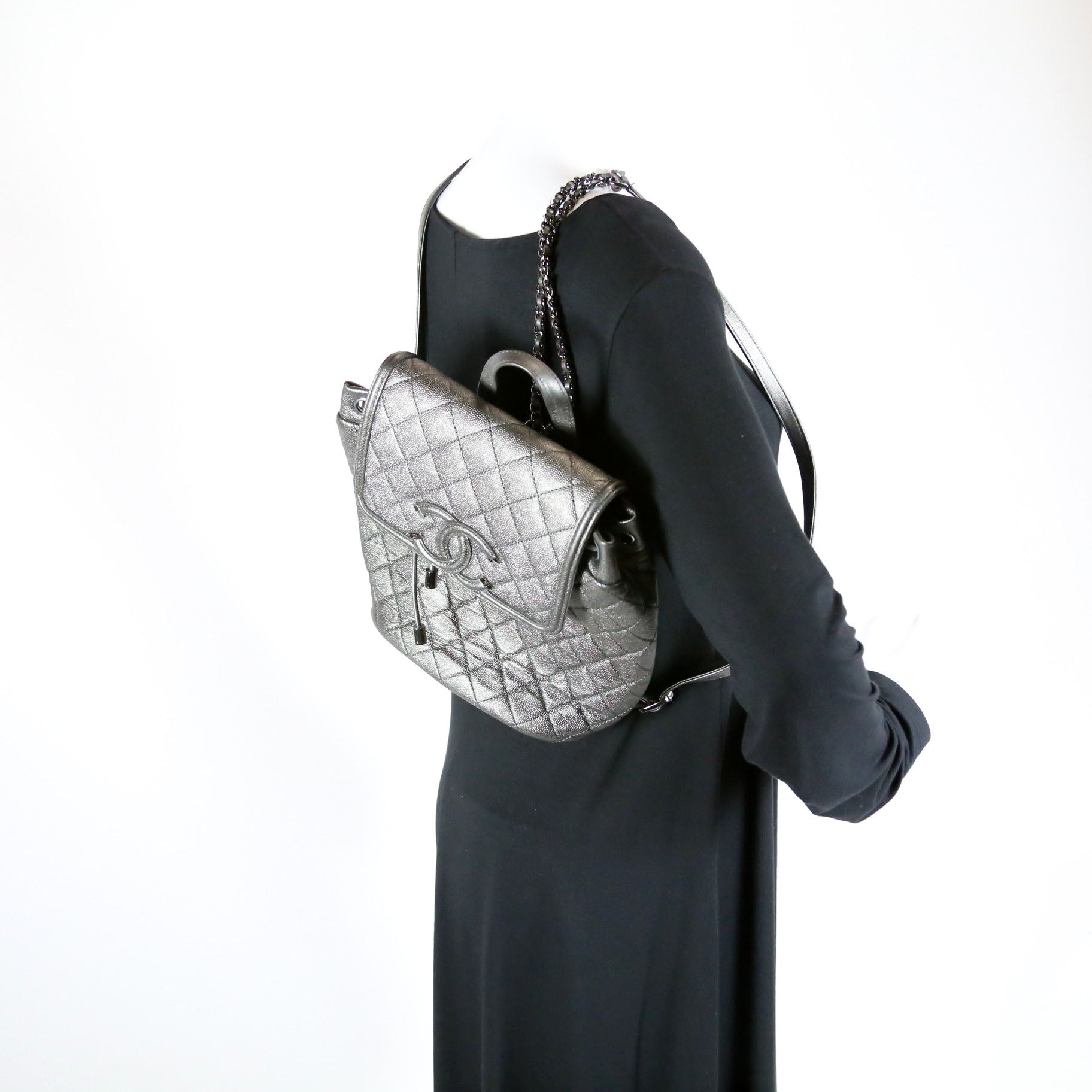 CC Filigree Backpack Metallic Caviar 26M